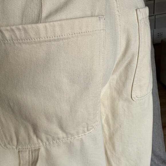 Reformation 100% Organic Cotton Button Cream Landy Wide Leg Cargo Jeans Size 26 - Picture 14 of 14